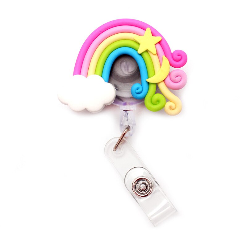 5 Colors Rainbow Retractable Plastic Badge Holder Reel Student Nurse Exhibition Enfermera Girl Name Card Chest Card: 1