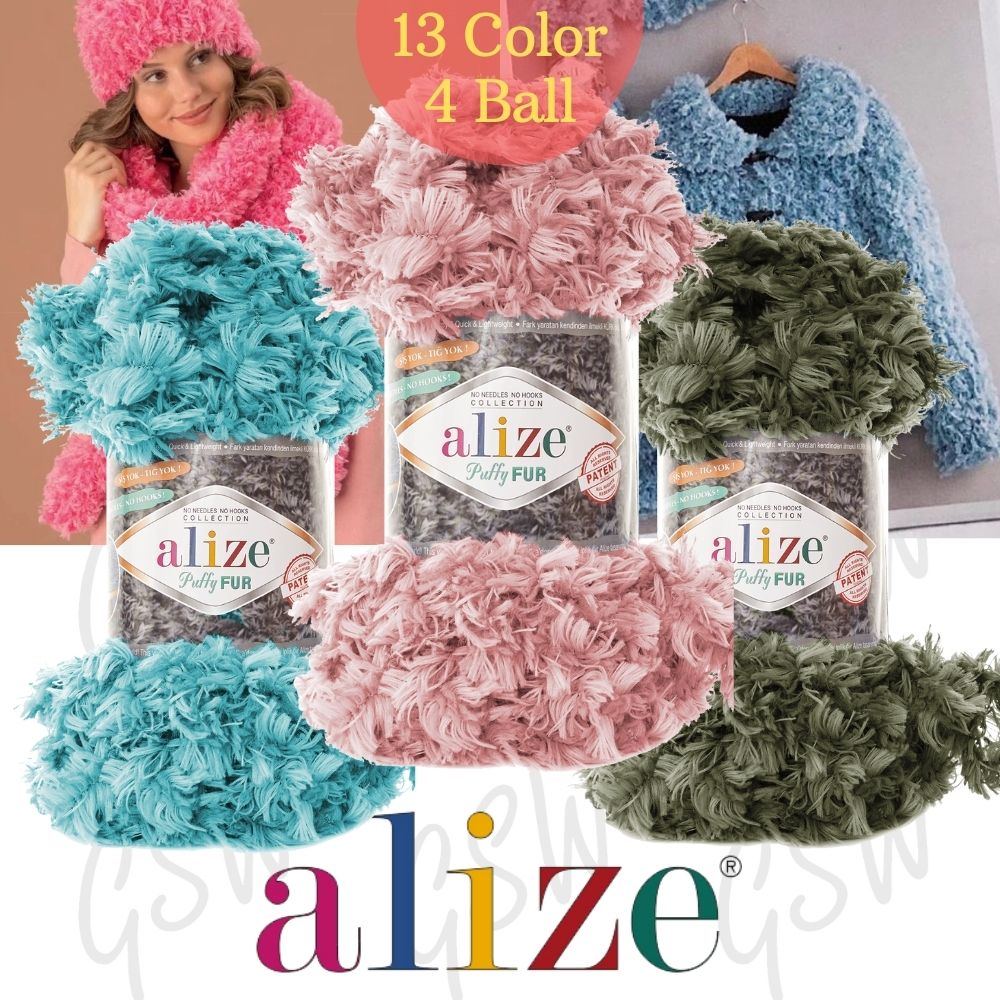 Wimper Loopity Garen, Alize Puffy Fur, Easy Finger Knitting - 4 Ball - GEEN SPIEZEN- NAALDEN- 6 Meter(100gr)- Hobby - - Sjaal - Baret - Handschoen - Jurk - Sjaal - Wrap - Diy - Made In Turkey