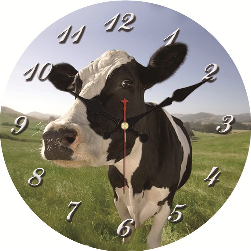 Wonzom Vintage Wandklok Leuke Kat Relogio De Parede Grote Stille Voor Woonkamer Koe Saat Home Decor Keuken horloge Muur: 23946 / Diameter 6inch
