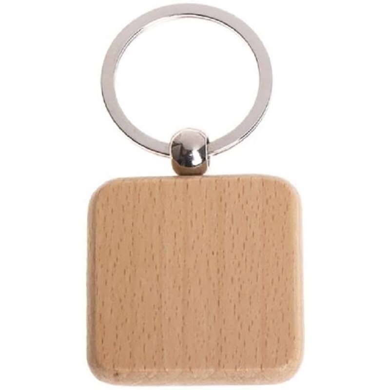 LLavero de madera tallado cuadrado, bricolaje, 40x40mm, 50 Uds.