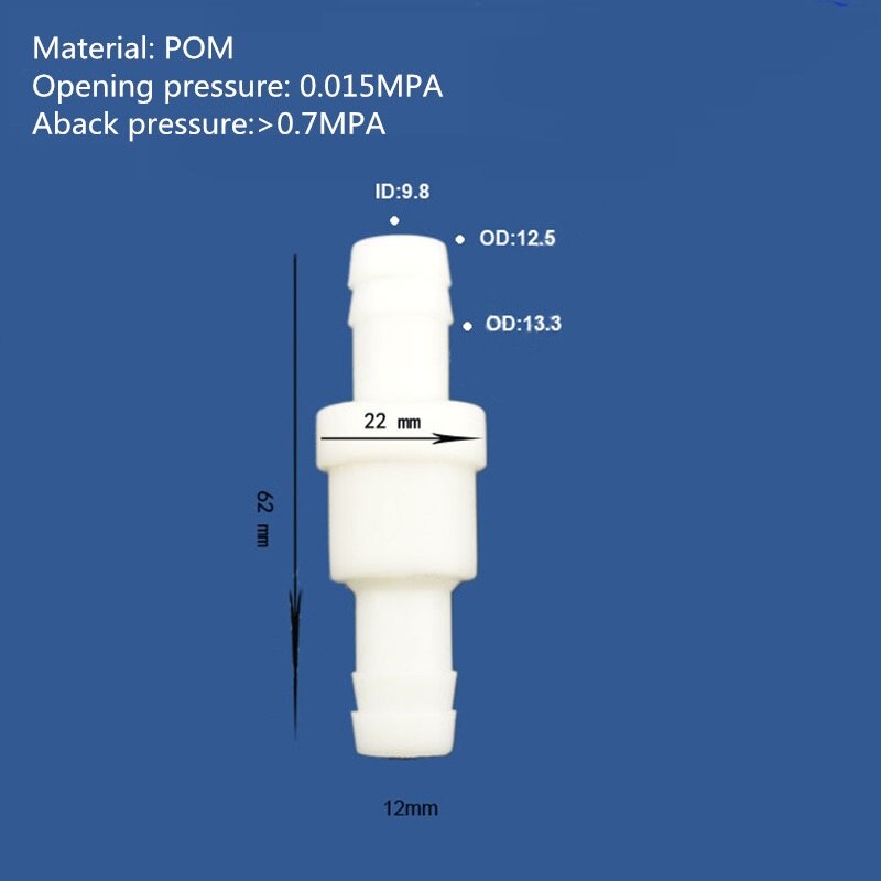 Clapet anti-retour haute pression clapet anti-retour plastique gaz liquide clapet anti-retour clapet anti-retour taille 4mm, 6mm, 8mm, 10mm, 12mm