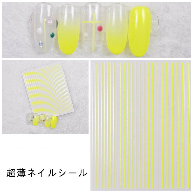 Linia artystyczna paznokci paski złoty fioletowy czarny różowy końcówka robić paznokci akcesoria dekoracyjne samoprzylepne suwak naklejka YJ010: 15 luminous żółty