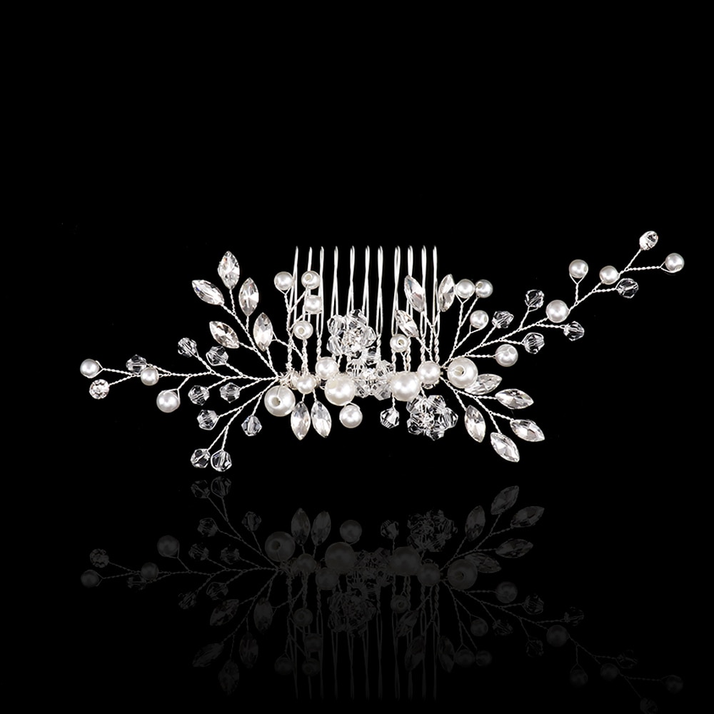 Peines para el pelo de la boda para la novia Cristal Diamantes de imitación perlas mujeres horquillas novia tocado accesorios de la joyería del pelo