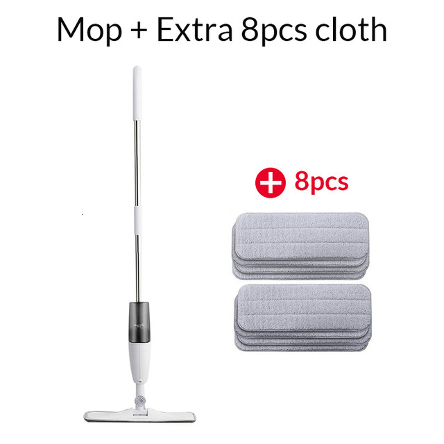 Xiaomi deerma spray mopp 360 graders roterende håndholdt mijia vannspray mopp hjem rengjøring feie mopping støvsuger: En mopp 8 moppeklut