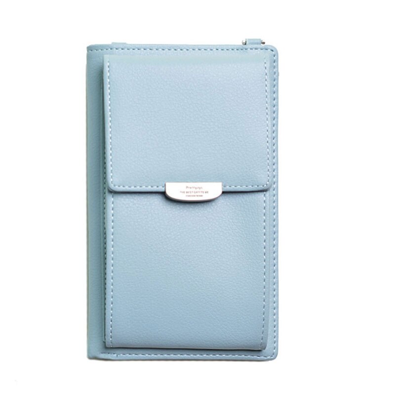 Women Casual Wallet Brand Cell Phone Wallet Big Card Holders Wallet Handbag Purse Clutch Messenger Shoulder Straps Bag: Style 2 Blue