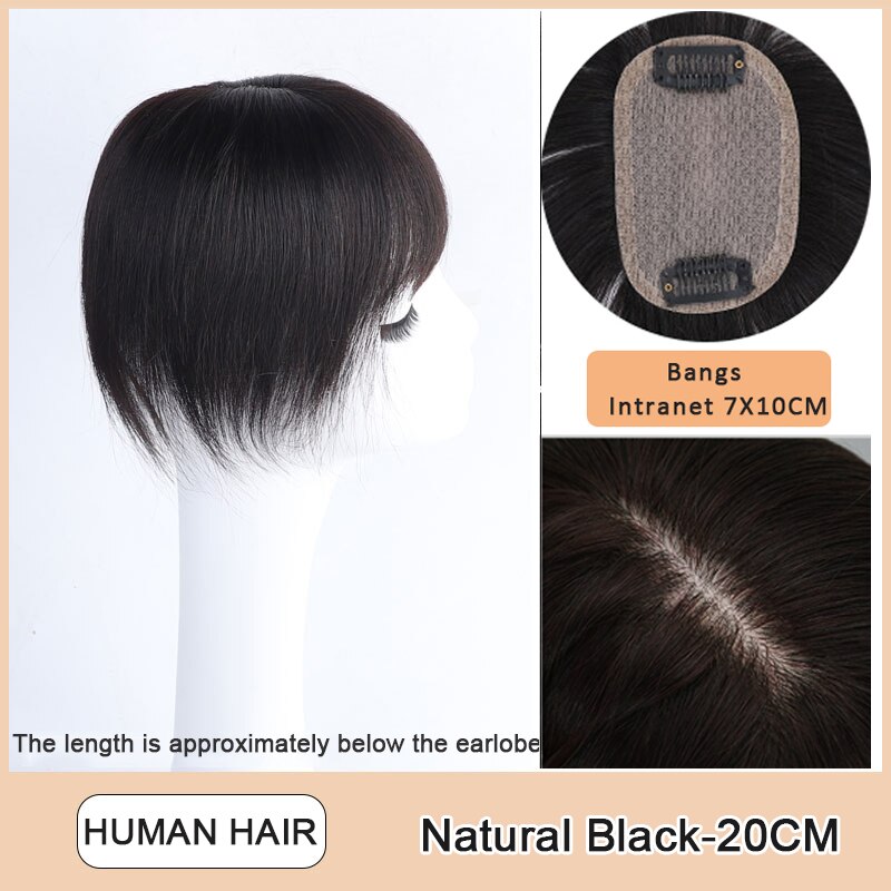 3D Long Bangs Clip In on Front Hair Bang Side Fringe Hair Extension Synthetic Bangs Hair Women Bangs Synthetic Hair Pieces: BF53-20-2