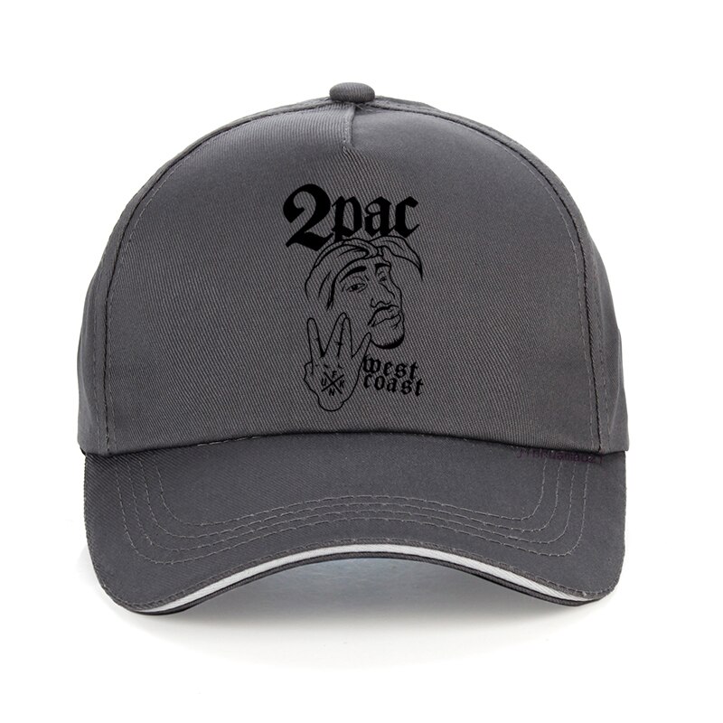 American Ripper Tupac 2pac berretto da Baseball Shakur Rapper hat Summer Rap 2pac cappelli per adolescenti cappello da papà Unisex cappellino Snapback: GRAY