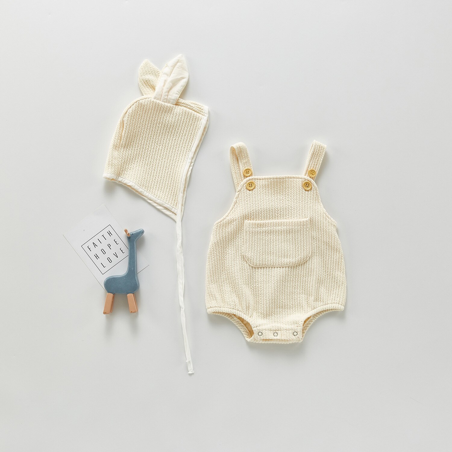 2 Stuks Set Baby Boy Bodysuit Meisjes Kleding Set Lente Baby Katoenen Jumpsuit + Hoeden Peuter Baby Jongens meisjes Outfits: 211H03beige / 9M   73cm