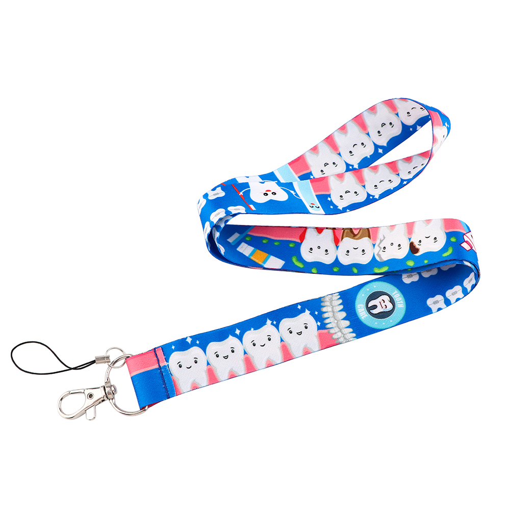 Ransitute R2288 Menselijk Orgel Tanden Tandarts Make-Up Artist Lanyard Sleutelhanger Lanyard Neck Strap Voor Usb Badge Houder Diy Hang touw