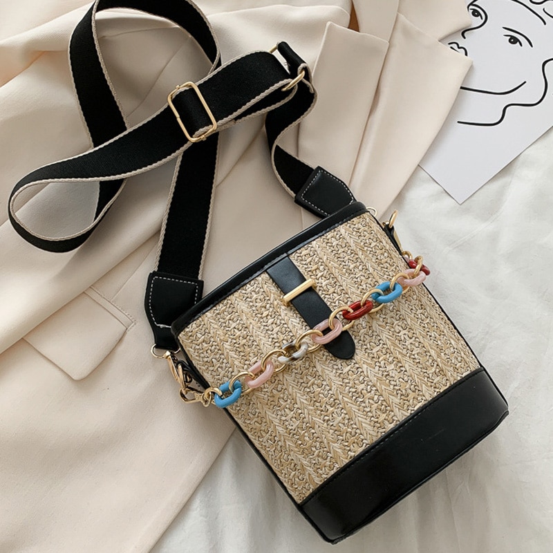 Zomer damestas breien emmer schoudertas casual kleine crossbody tassen chai dames handtassen