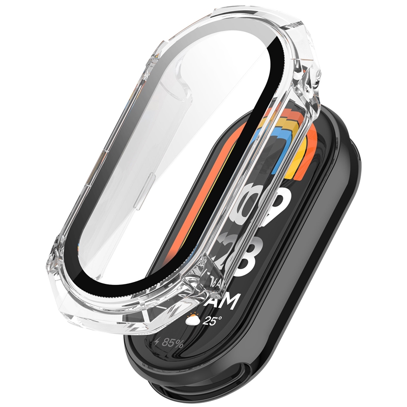 Protective PC Case Glass For Xiaomi Mi Band 9 Smartwatch Screen Protector Frame Bumper for Xiaomi Mi Band 8 7 6 Mi Band9 Cover: L / WHITE