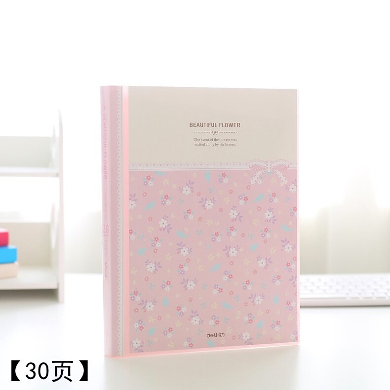 Deli Verse Bloem Papier Bestand Houders A4 Document Houder Papier Map Opslag Bindmiddel Pouch Pakket Kantoor School 30/40/60 Pagina 'S: 5173-pink