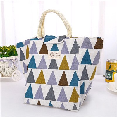 Thermal Insulated Lunch Bag for Women Kids Portable Waterproof Cotton Linen Picnic Food Bag Bento Box Pouch Cooler Totes: B3