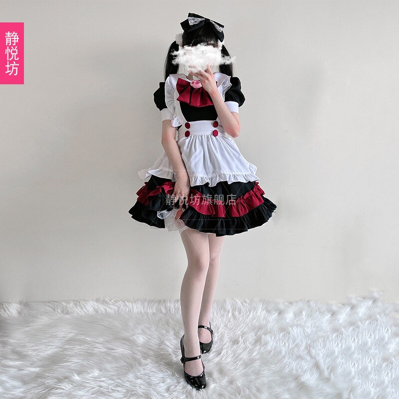 Halloween kostium pokojówki gotycki styl ciemny czarny czerwony styl Szkoła Wyższa Lolita diabeł Lolita kobiet sukienka czarownicy sukienki kobiet