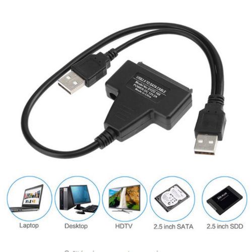 USB 2.0 to SATA Serial ATA Adapter Cable For 2.5" HDD SSD Laptop Hard Drive