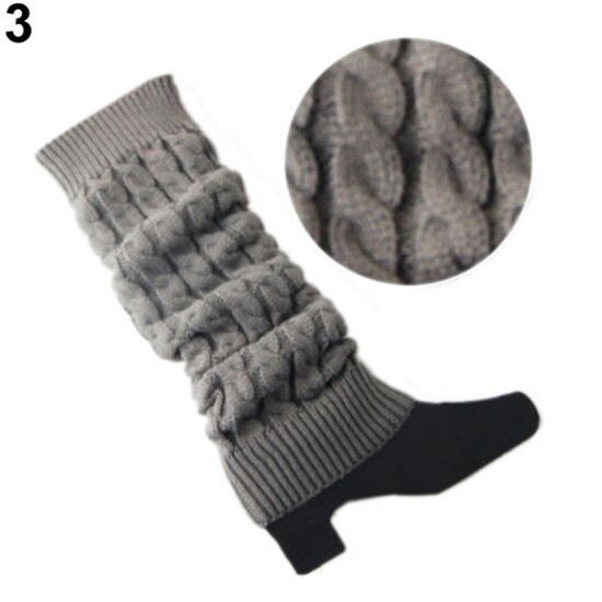 Salg！！ dame & #39 ;s hæklet kabelstrik flettet vinterbenvarmere støvlemanchetter toppers sokker: Lysegrå