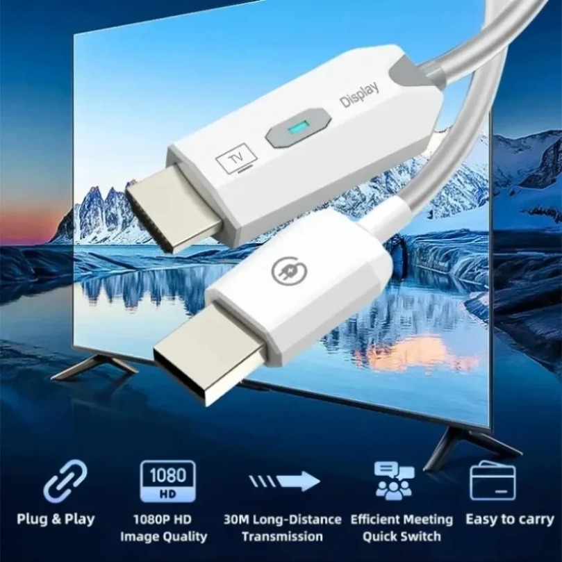 Transmissor de áudio e vídeo 5.8g fio 30m 1080p receptor compatível com hdmi, extensor de tela, dongle para tv box, monitor, projetor e pc.