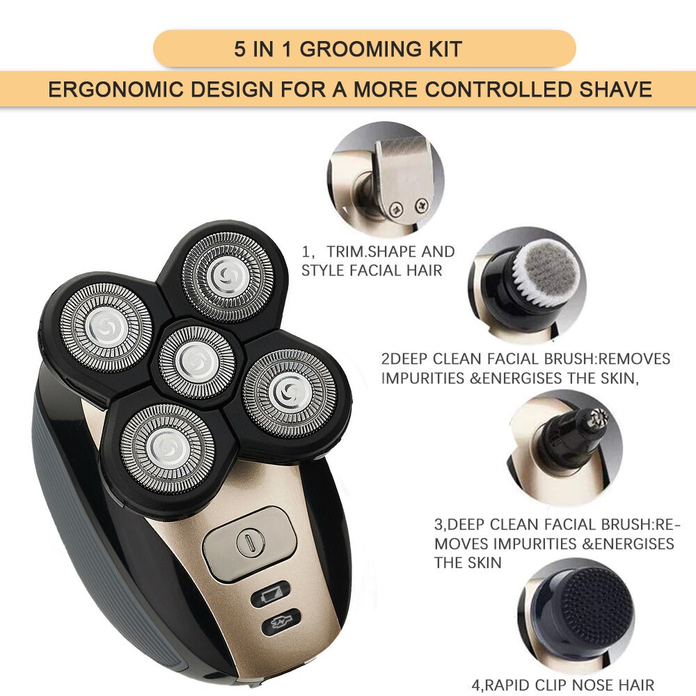 5 In 1 4D Rotary Heren Elektrisch Scheerapparaat Bald Head Scheerapparaat Multifunctionele Scheerapparaat Trimer Voor Mannen Kapper Haar Scheren Haar clipper