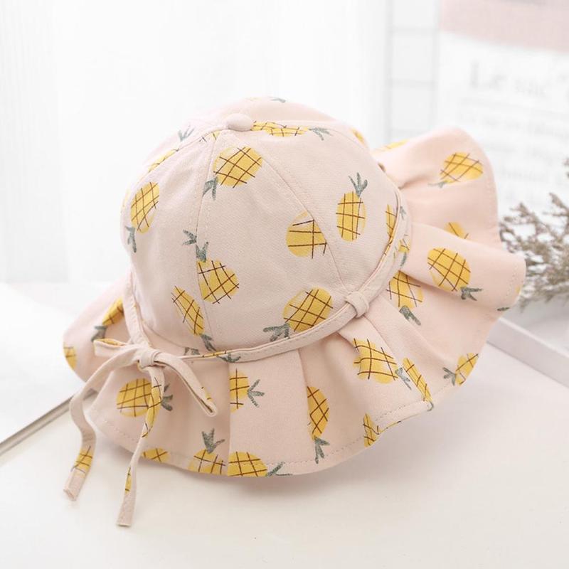 Lindo verano bebé niña sombrero de cubo impresión al aire libre Sombrero con lazo chica chicos, niños, bebés playa Sombrero de Panamá Intant sol V3O8