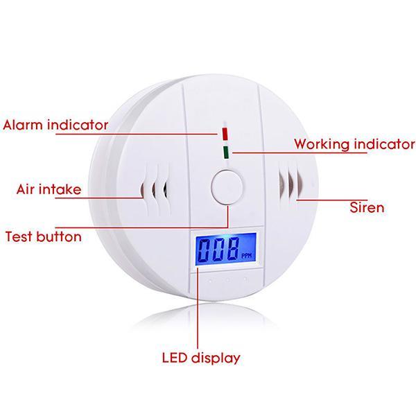 CO Gas Sensor Detector Carbon Monoxide Poisoning Alarm Detector LCD Photoelectric Independent 85dB Warning High Sensitive