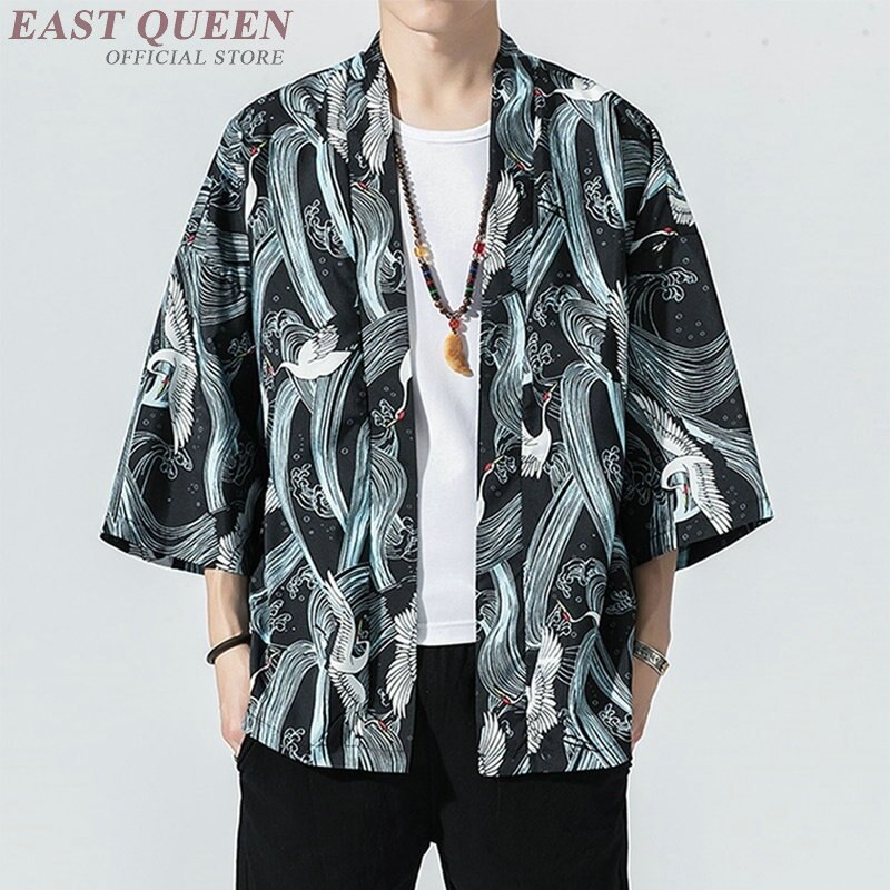 Kimono masculino japonês, estilo kimono tradicional, para homens, harajuku, traje samurai: 1 / XL