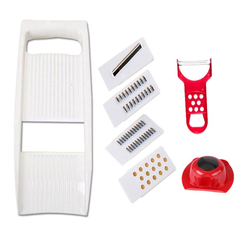 Multipurpose Vegetable Cutter Fruit Shredder Potato Mandolin Slicer Peeler Dicer Chopper Kitchen Gadget Sets Kitchen Accessories: White 7 in 1