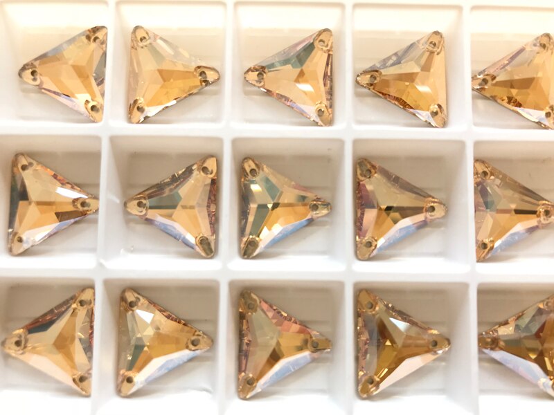 YANRUO-piedras triangulares para coser, cristales, reverso plano, diamantes de imitación, todos los tamaños, GSHA, 3270