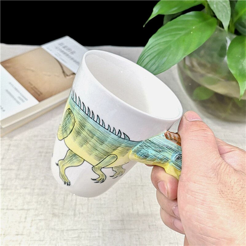 350ml dinosaurer keramisk kopp håndmalt dyr kaffekrus 3d tegneserie tyrannosaurus kopp barn melkekopp