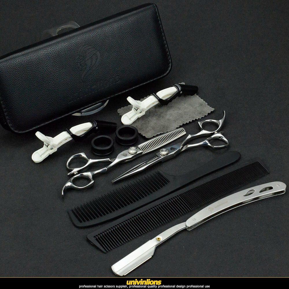 univinlions 6" hair scissors kit hairdressing scissors hair cut thinning scissors hairdressing tools shears salon: kit rotary razor