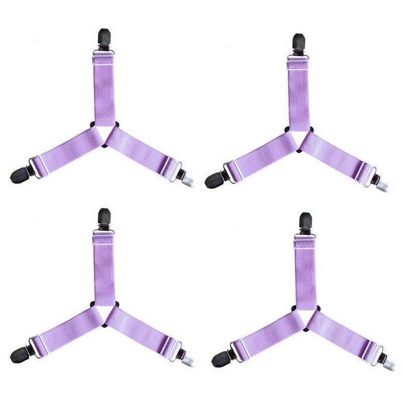 4 Stks/set Laken Clips Vaststelling Cover Matras Elastische Antislip Clip Deken Grijper Clip Fasteners Vaststelling Anti- slip Riem: purple