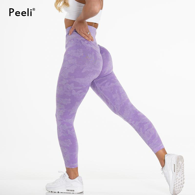 Leggings senza cuciture mimetici pantaloni da Yoga a vita alta da donna Scrunch Butt Leggings sportivi bottino calzamaglia Fitness Leggings da palestra abbigliamento sportivo