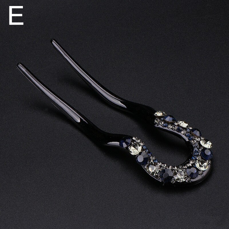 1Pc U-Vormige Pin Grip Haarspelden Retro Eenvoudige Klassieke Crystal Hair Sticks Haar Maker Haarspeld Accessoires: E