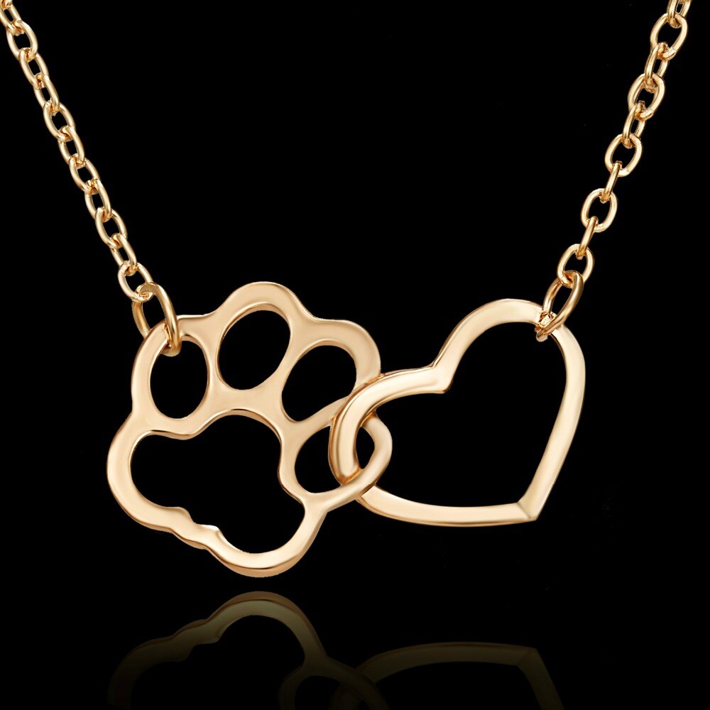 Sveglio Del Cane Del Gatto Artiglio Collana Del Cuore Per Le Donne Della Ragazza Animale Da Compagnia accessori Dei Monili di Modo Animale Del Pendente Della Collana Del Partito