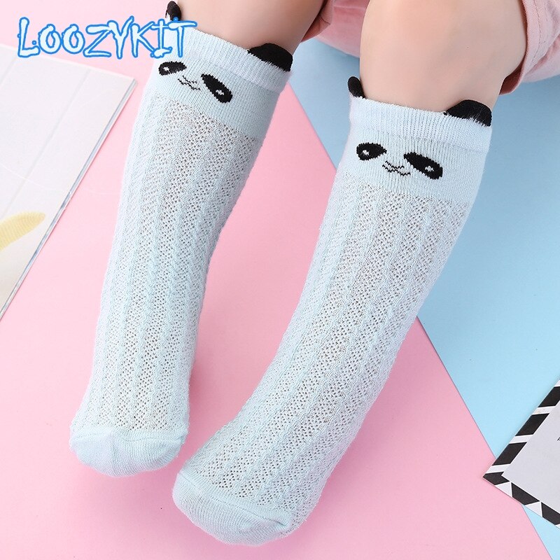 Zomer Babysokjes Mesh Lange Sockd Voor Baby Jongens Meisjes: Blue Panda / S