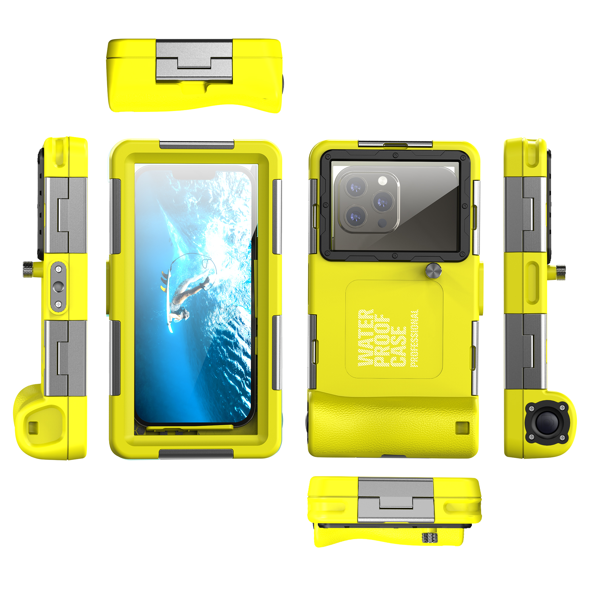 Shellbox Nieuw geüpgradede veelkleurige IP68 standaard 15M/50ft duiken/zwemmen fotografie professionele duiken waterdichte telefoonhoes: Goud