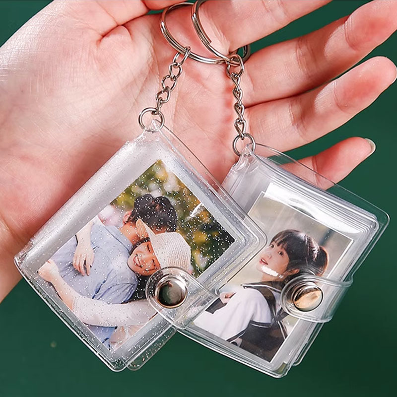 Neues Mini-Fotoalbum für Damen, 1/2 Zoll, Aufbewahrung, Fotokartenhalter, tragbare Tasche, PVC-Album mit Schlüsselanhänger, Rucksack, Schlüsselanhänger