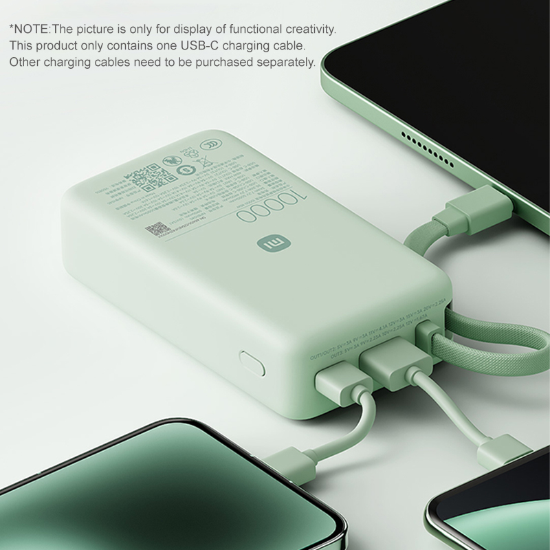 XIAOMI Power Bank 10000mAh 45W with Built‑in USB‑C Cable Two-way Fast Charge & LCD Display Portable Charger for iphone 16 15 pro