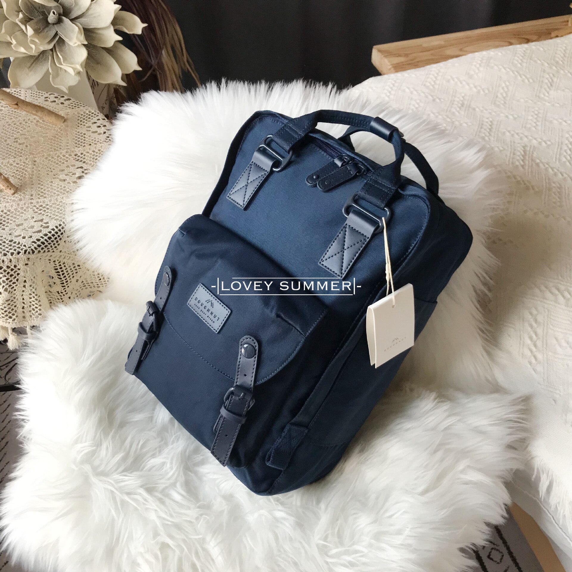 Mochila de viaje de viento de Hong Kong ins para hombres y mujeres, nueva mochila escolar de ocio de para actividades al aire libre: Large Dark Blue