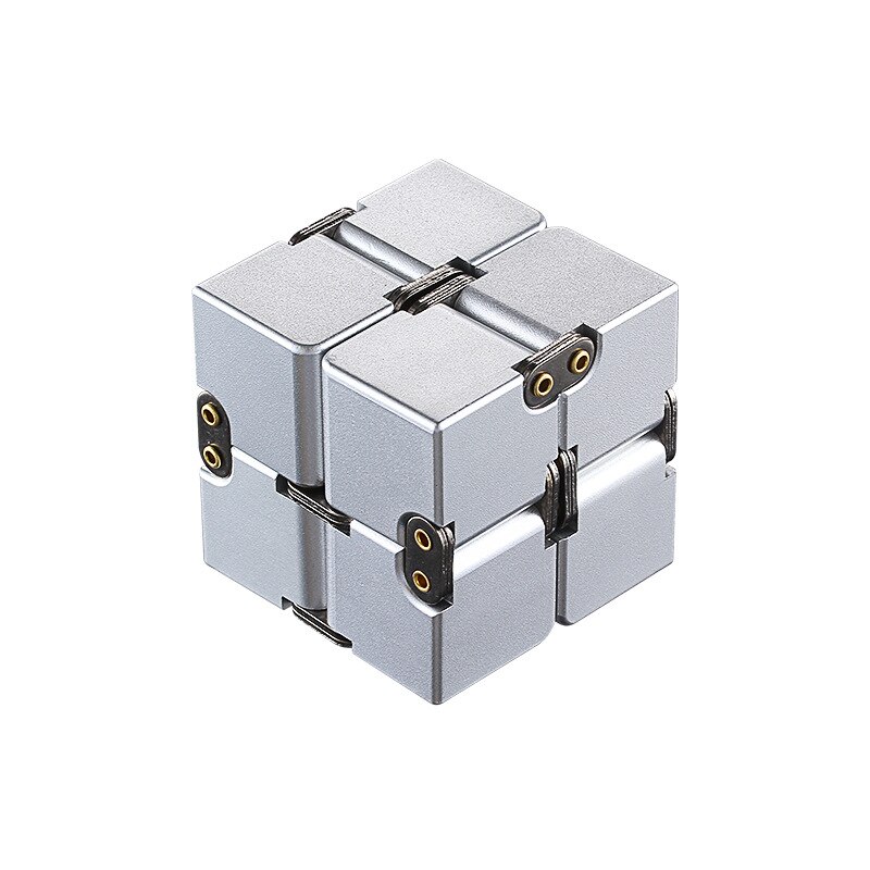 Aluminum Alloy Magical Infinity Cubeb Fidget Toys Infinite Flip Decompression Cubes for Stress Relief: Silver