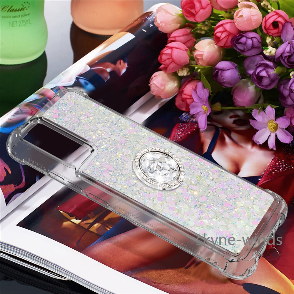 For Samsung Galaxy A 02S A02S EU US SM-A025F/DS rhinestone ring buckle anti-fall quicksand phone case for SM A02S cover coque