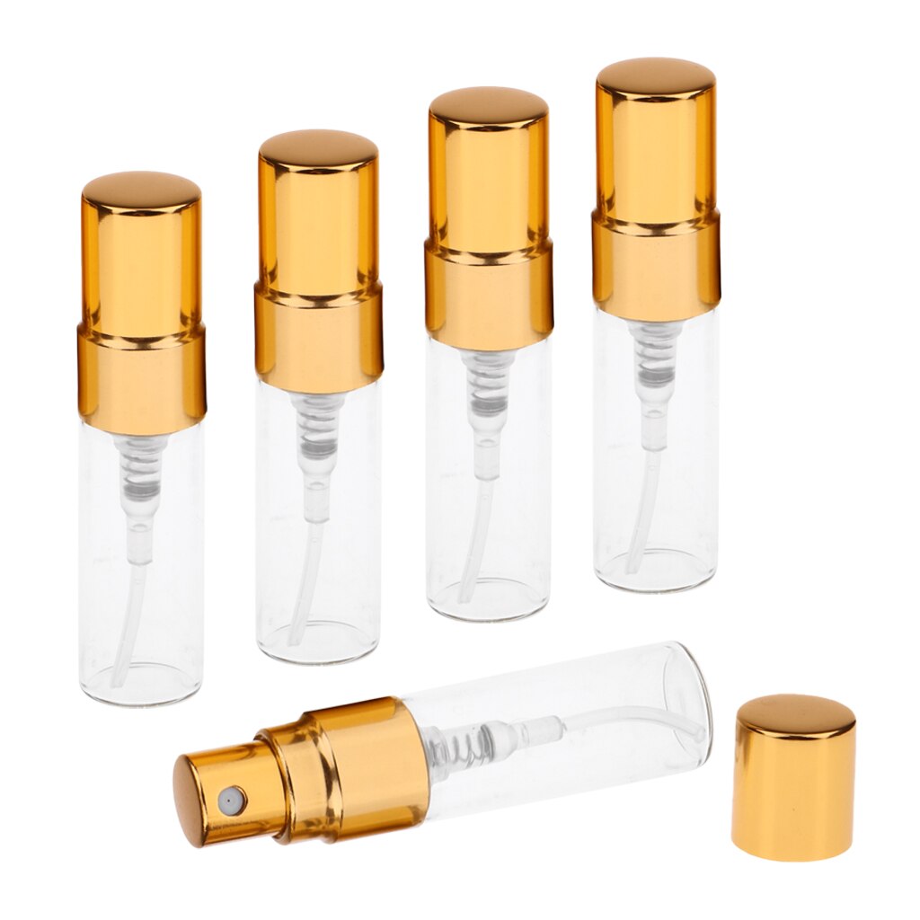 5X3Ml Lege Hervulbare Clear Glas Spray Parfumflesjes Container Verstuiver: Golden