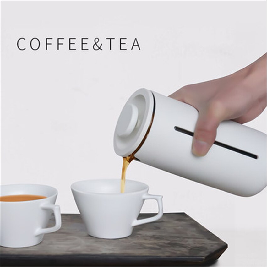 Fransk press kaffe / te bryggare kaffekanna kaffebryggare vattenkokare 450ml glas termos i rostfritt stål för kaffedrycker