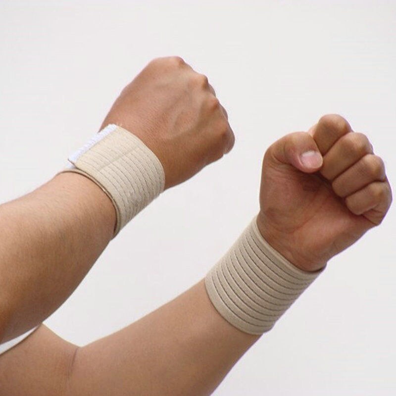 Fitness bomull styrke karpaltunnel bandasje håndleddsstropper sport armbånd håndleddet beskytter stropp Fitness wraps: beige
