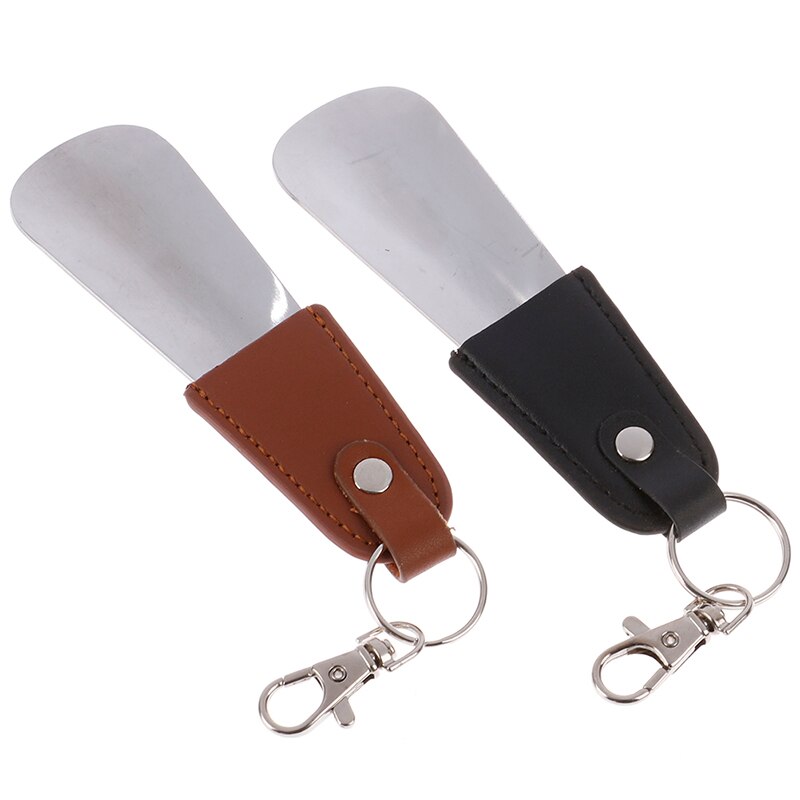 SUL Stainless Steel Pocket Shoe Horn - Compact 16cm With Hook, Silver