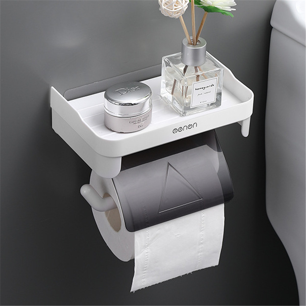 Toilet Paper Box Free Punch Toilet Paper Holder Bathroom Roll Tissue Shelf Wall Mounted Tissue Holder Accessory Organizer Tray