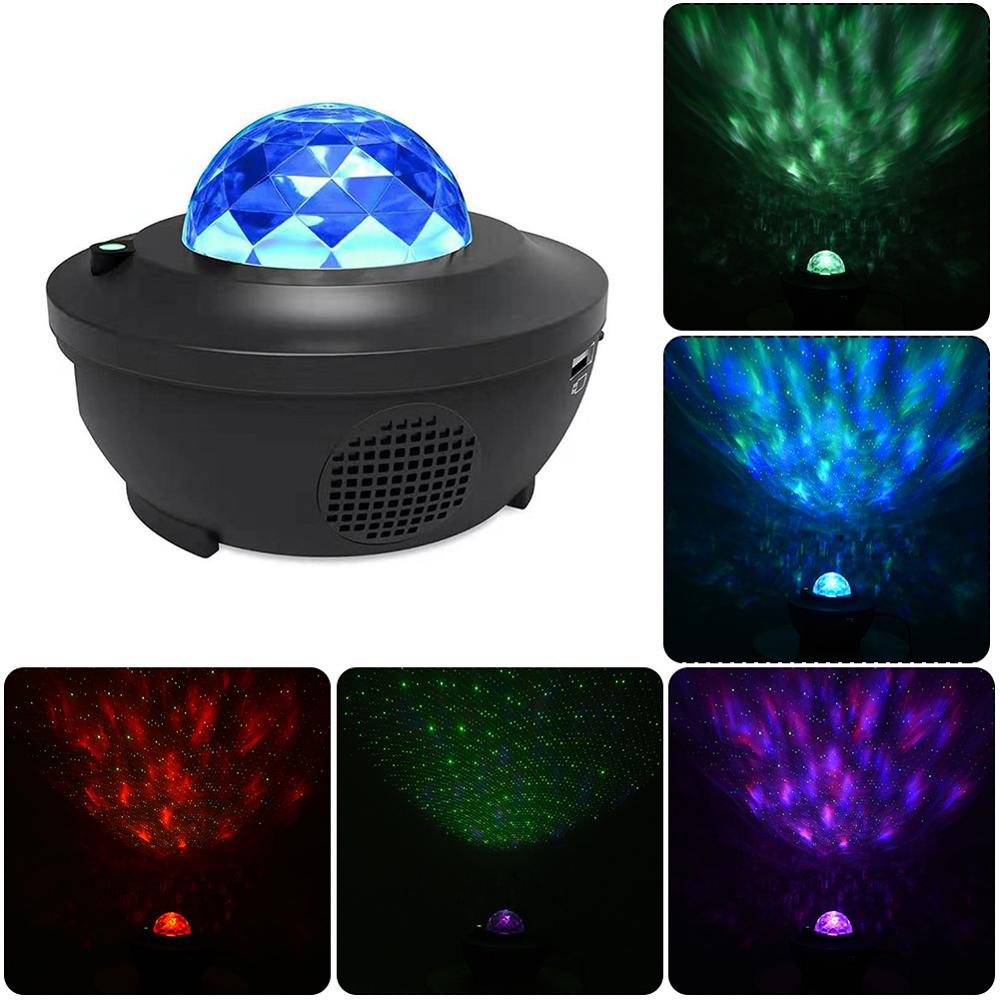 Farverig stjernehimmel galakse projektor blueteeth usb stemmestyring musikafspiller led natlys usb opladning projektionslampe