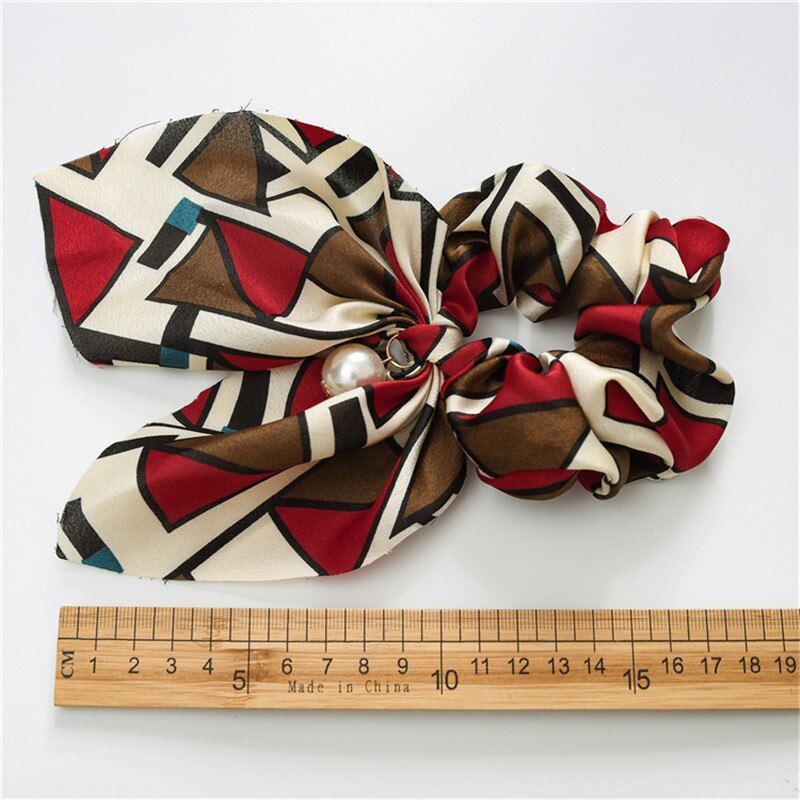 Sommer hestehale tørklæde elastisk hårreb til kvinder hår sløjfer scrunchies hårbånd med blomsterprint bånd hårbånd
