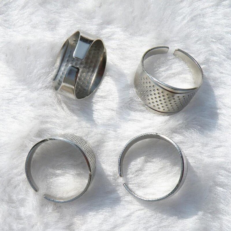 1 Pc hogar herramientas de costura bricolaje anillo de plata dedal para dedo Protector acolchado accesorios para manualidades dedales de costura anillo ajustable