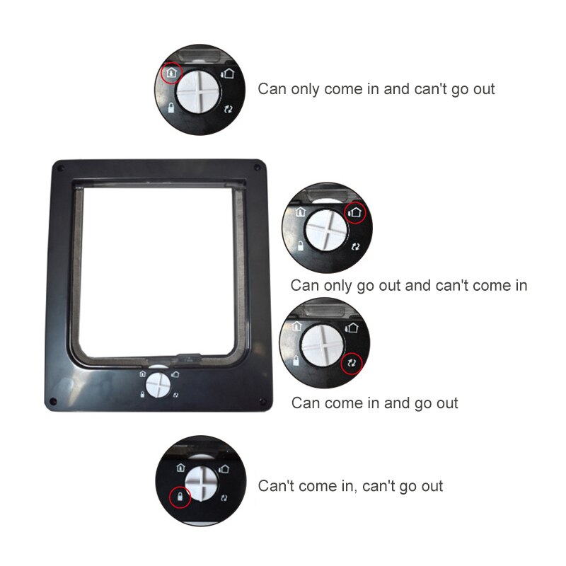 4 Way Lockable Pet Dog Cat Door ABS Plastic Security Flap Door for Small Animal Pet Cat Dog Gate Protect Pet Safe Supplies