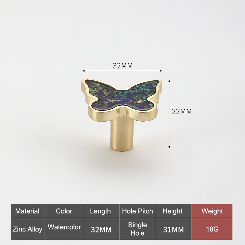 Manijas para cajones, muebles de armario, manijas de cocina para perilla de gabinete, puerta, cajón, muebles, manija en forma de mariposa: TRANSPARENT